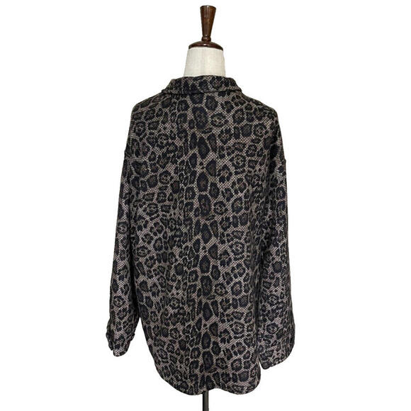 Liverpool Los Angeles Knit Shacket Blazer Jacket Brown Leopard Print Womens M - Picture 5 of 9